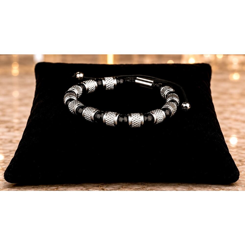 Unisex Stainless Steel Black Tigers Eye Bracelet